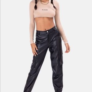 Adika Faux Leather Cargo Pants